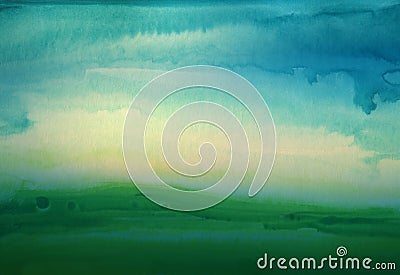 Abstract watercolor hand painted landscape background. Stock Photo