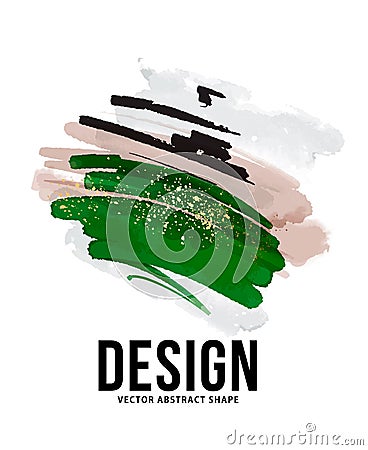 Abstract watercolor ink green beige Organic Shapes and brush design for cover, banner background, social media post and stories b Vector Illustration