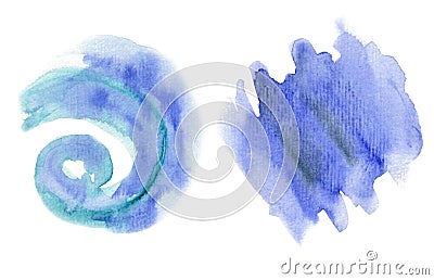 Abstract watercolor loose blue and purple shapes Stock Photo