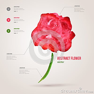 Abstract watercolor painted flower. Vector Illustration