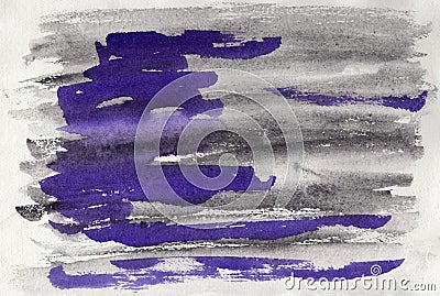 Abstract watercolor on paper. Background graphite and violet Stock Photo