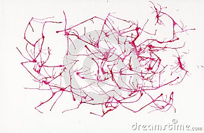 Abstract watercolor on paper. Background neurons magenta Stock Photo