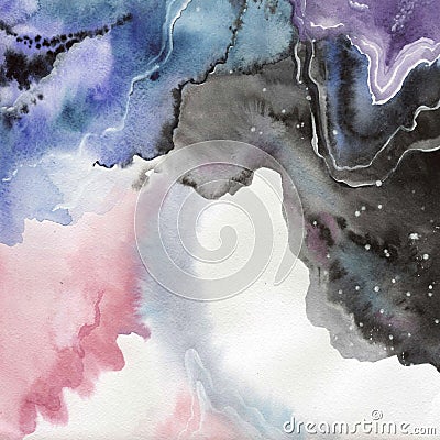 Abstract watercolor paper splash shapes isolated drawing. Stock Photo