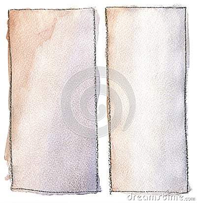 Abstract watercolor rectangle blot for background. Rectangle watercolor fill color with black outline. Gradient, paper texture. Stock Photo