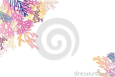 Abstract watercolor seaweed corner background Vector Illustration