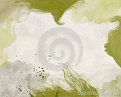 Abstract watercolor seaweed frame art paint background, brush strokes paint texture Stock Photo