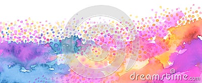 Abstract watercolor smear blot painting. Color long horizontal texture background Stock Photo