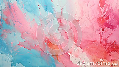 Abstract Watercolor Splashes Coral Pink and Aqua Blue Bliss Stock Photo