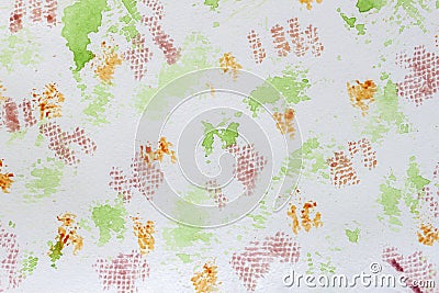 Abstract watercolor vivid colorful background painting with spray, spots, splashes. Hand drawn on paper grain texture. For modern Stock Photo