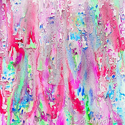 Abstract watercolor vivid colorful background painting with spray, spots, splashes. Pink tones and halftones. Hand drawn Stock Photo