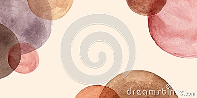 Abstract watercolor wall art composition in beige, grey, white, pink colors. Golden geometric shapes, circles design Stock Photo