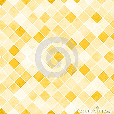 Abstract watercolor yellow background, geometry, diamonds Stock Photo