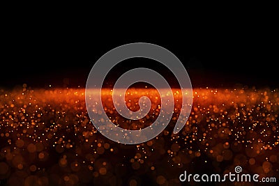 Abstract waterfalls of golden glitter sparkle bubbles particles bokeh on black background,christmas and happy new year holiday eve Stock Photo