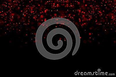 Abstract waterfalls of red glitter sparkle bubbles particles bokeh on black background,christmas and happy new year holiday Stock Photo