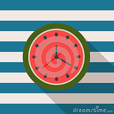 Abstract Watermelon Clock. Summer Time Concept Vector Illustration
