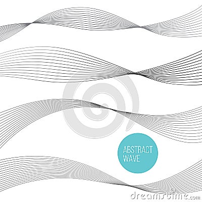 Abstract wave curve element for presentation. Digital frequency track equalizer. Line art background. Vector illustration Set Vector Illustration