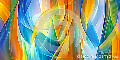 An abstract wave of digital weave lines interconnects network dots set against a dark background in a modern 3D mesh Stock Photo