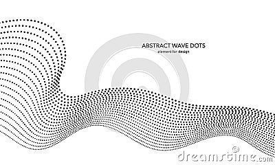 Abstract wave dotted element for design. Stylized line with dot on art background. Waves range with lines dots. Digital frequency Vector Illustration