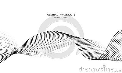Abstract wave dotted element for design. Stylized line with dot on art background. Waves range with lines dots. Digital frequency Vector Illustration