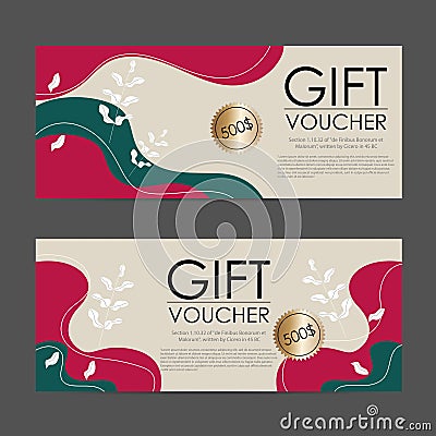 Abstract Wave Gift Voucher Coupon Template Vector Vector Illustration