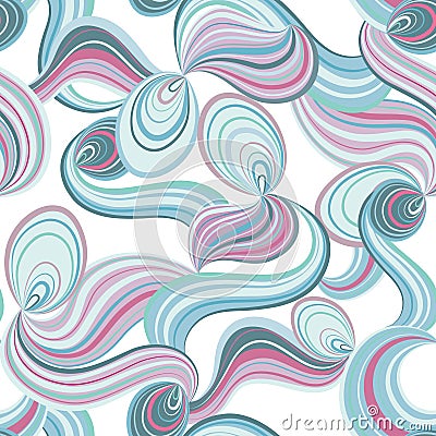 Abstract wave line and loops seamless pattern. Striped swirl waves Stock Photo