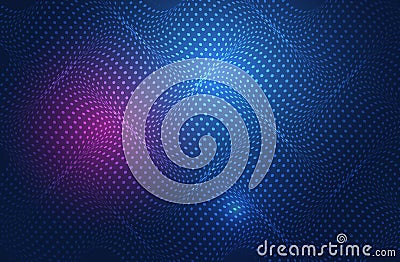 Abstract wave motion and dynamic grid line on blue background. Futuristic flow particle design for background. Consists of Vector Illustration