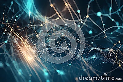 Abstract wave with moving dots and lines representing digital transformation in the next-generation Stock Photo