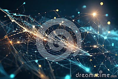 Abstract wave with moving dots and lines representing digital transformation in the next-generation Stock Photo