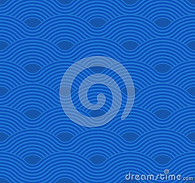 Abstract wave pattern. Blue ripple background. Flat geometric design. Vector Illustration