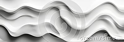 Abstract Wave Pattern, White Flowing Lines, Minimalist Background, Smooth Dynamic Shape Stock Photo
