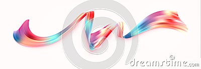 Abstract wave ribbon. Pearlescent metallized tape. Metallic swirl line. Vector Illustration