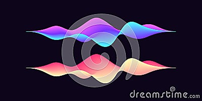 Abstract wave shape for voice recognition system, futuristic waveform for virtual assistant speech. Gradient audio wave Vector Illustration