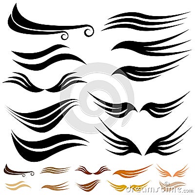 Abstract Wave Wing Set Vector Illustration