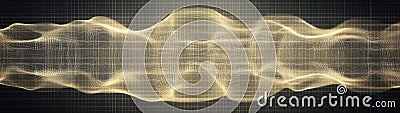 Abstract Waveform Background with Soft Golden Light and Grid Pattern Stock Photo