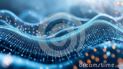 Abstract waveforms create flowing patterns in light gray and blue tones Stock Photo