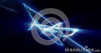 Abstract waves of blue energy magic smoke and glowing lines on a black Stock Photo