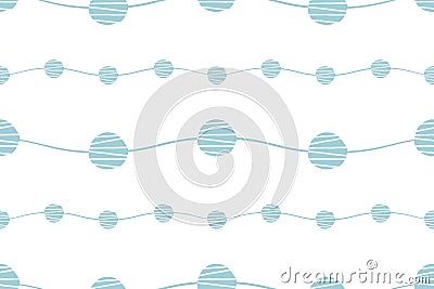 Abstract waves with circles pattern. Seamless vector background Vector Illustration