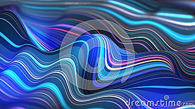 Abstract waves of digital surfaces. Soft fluidity of abstract data flow, stream Cartoon Illustration