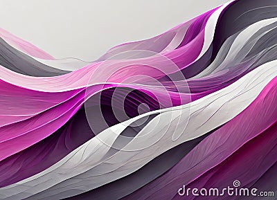 Abstract of waves of flowing pink, magenta, gray and purple on white background Stock Photo