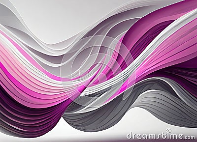 Abstract of waves of flowing pink, magenta, gray and purple on white background Stock Photo