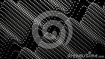 Abstract waves of metal cloud of tiny balls that fall down like rain. Design. Small falling metal particles. Stock Photo