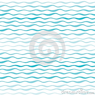 Abstract waves vector seamless pattern. Wavy lines of sea or ocean hand drawn background Vector Illustration