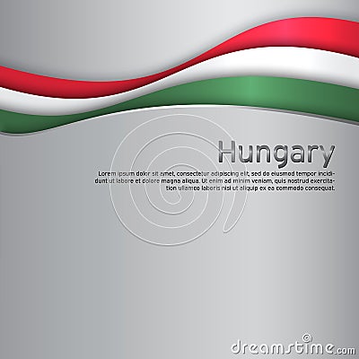 Abstract waving hungary flag. Paper cut. Creative metal background for design of patriotic holiday card. Hungary national poster. Vector Illustration