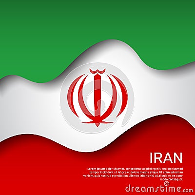 Abstract waving iran flag. Iranian state patriotic banner, flyer. Card design. Business booklet. Paper cut style. Creative Vector Illustration