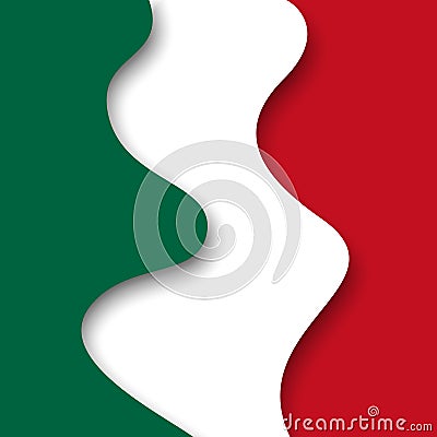 Abstract waving mexico flag. Creative background for mexico holidays postcard design. Business booklet. Paper cut style. Graphic Vector Illustration
