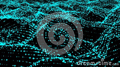 Abstract waving shiny particles as sea water, computer generated abstract background, 3D render Stock Photo