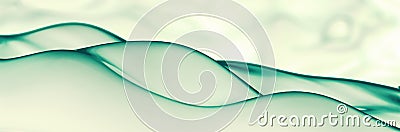 Abstract Wavy Background Panoramic green water curved lines Stock Photo