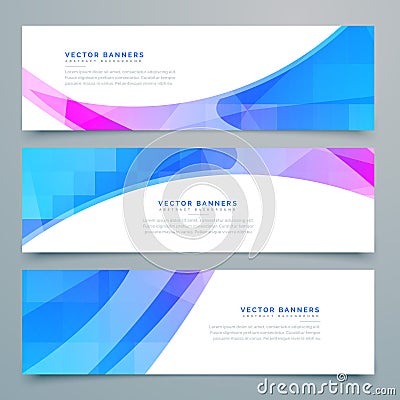 Abstract wavy banners and headers set Vector Illustration