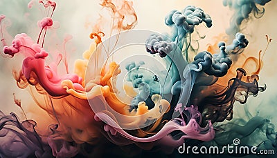 warm color smoke, soft surface like water, smoky style, soft touching, created using multiple layer paint, Stock Photo