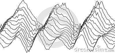 Abstract wavy line patterns creating dynamic flow in black and white design Vector Illustration